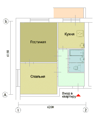 2-комнатная квартира до перепланировки